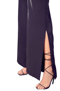 DEEP V-NECK WIDE LEG JUMPSUIT - The Lelia