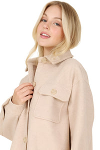 Light beige shacket with pockets