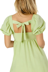 Tie Back dress With Puff Sleeves